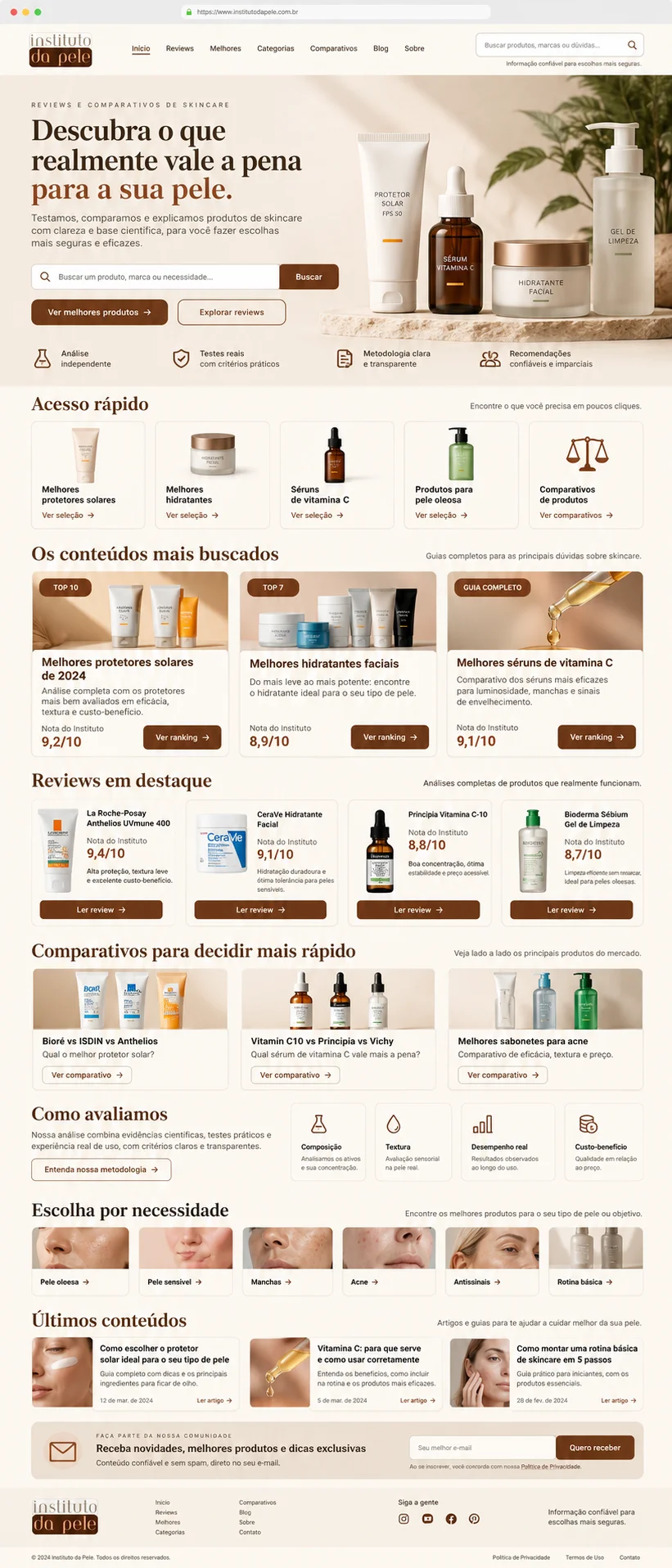 Composição de protetor solar, sérum de vitamina C, hidratante e gel de limpeza em uma base de pedra